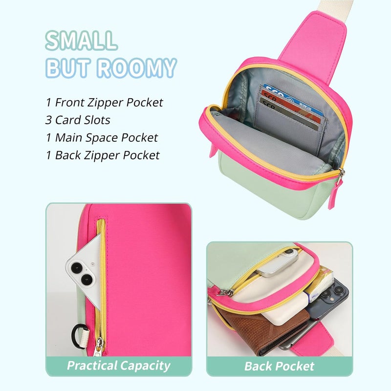 cotmcor Store Valentines Day Gifts for Kids: Fanny Pack Birthday Gift for 8 9 10 11 12 Year Old Teen Girls Trendy Stuff, Preppy Colorblock Crossbody Bag Adjustable Sling Belt Bags Purse for Travel Outdoor - Image 4